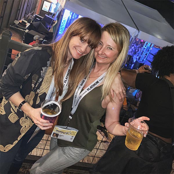 My friend and I having a beer backstage at SXSW.